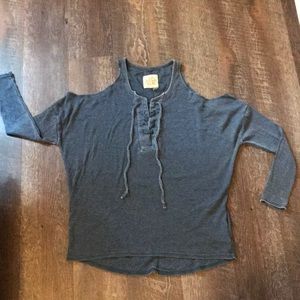 Chaser Cold Shoulder Top with Lace Up Detail
